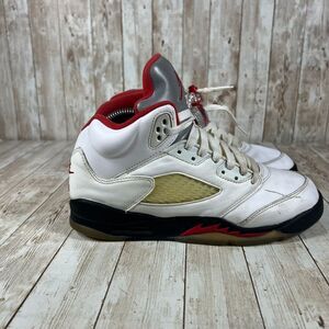 Nike Air Jordan 5 Retro Fire Red White‎ Black Basketball Sneakers Size 6.5y